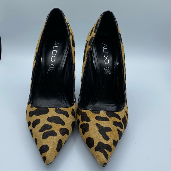 Aldo faux Fur Animal Print Heels - Picture 2 of 8